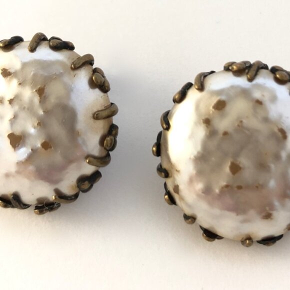Pair of Miriam Haskell Baroque Pearl Earrings and Bonus Large Single Earring - Picture 6 of 10